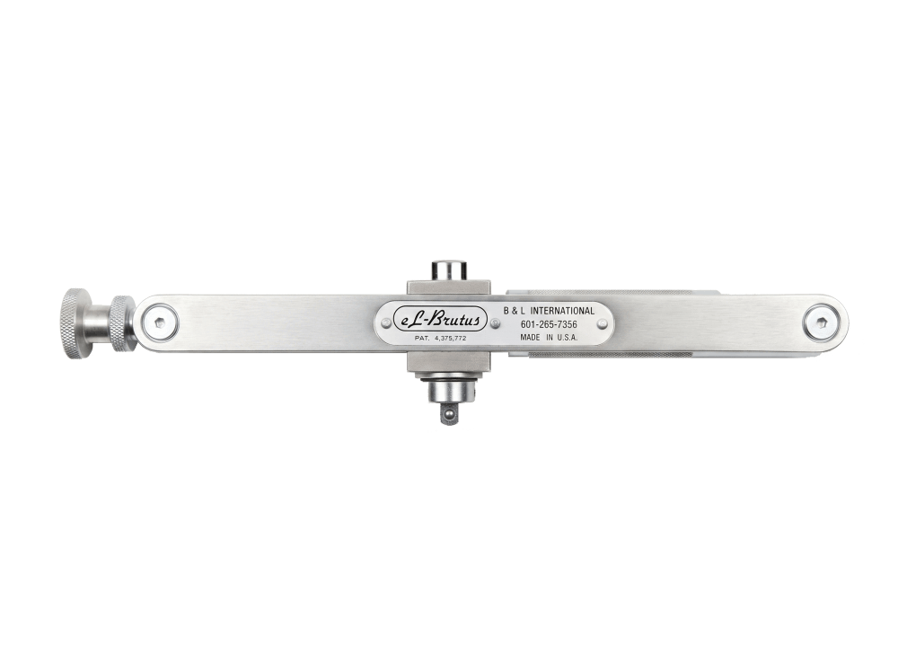 eL-Brutus Model 5 johnson bar screw extractor tool folded up for storage in fly-away kits for Airbus and Boeing jets.